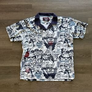 Vintage Ecko Unltd Shirt Mens XXL Blue Comic Strip Art All Over Print Polo Y2K